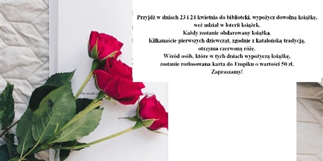 23 i 24 kwietnia (czwartek, piątek) - obchody Światowego Dnia Książki w bibliotece ZSM